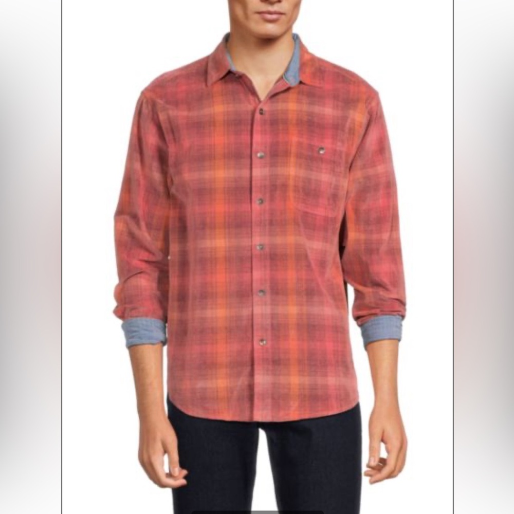 NWT TOMMY BAHAMA Coastline Cord Men’s  2XLB Plaid Shirt Redwood Check $158